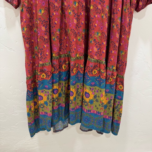 Natural Life Rebecca Maxi Dress Pockets Red Clay Long Sleeve Tiered Bohemian L - Picture 7 of 14